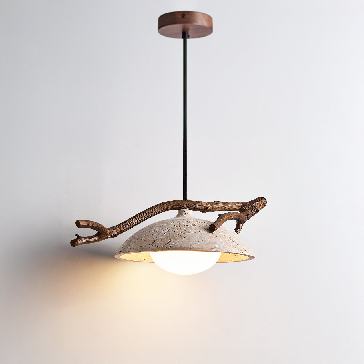 WOMO Tree Branch Dome Travertine Pendant Light-WM3095