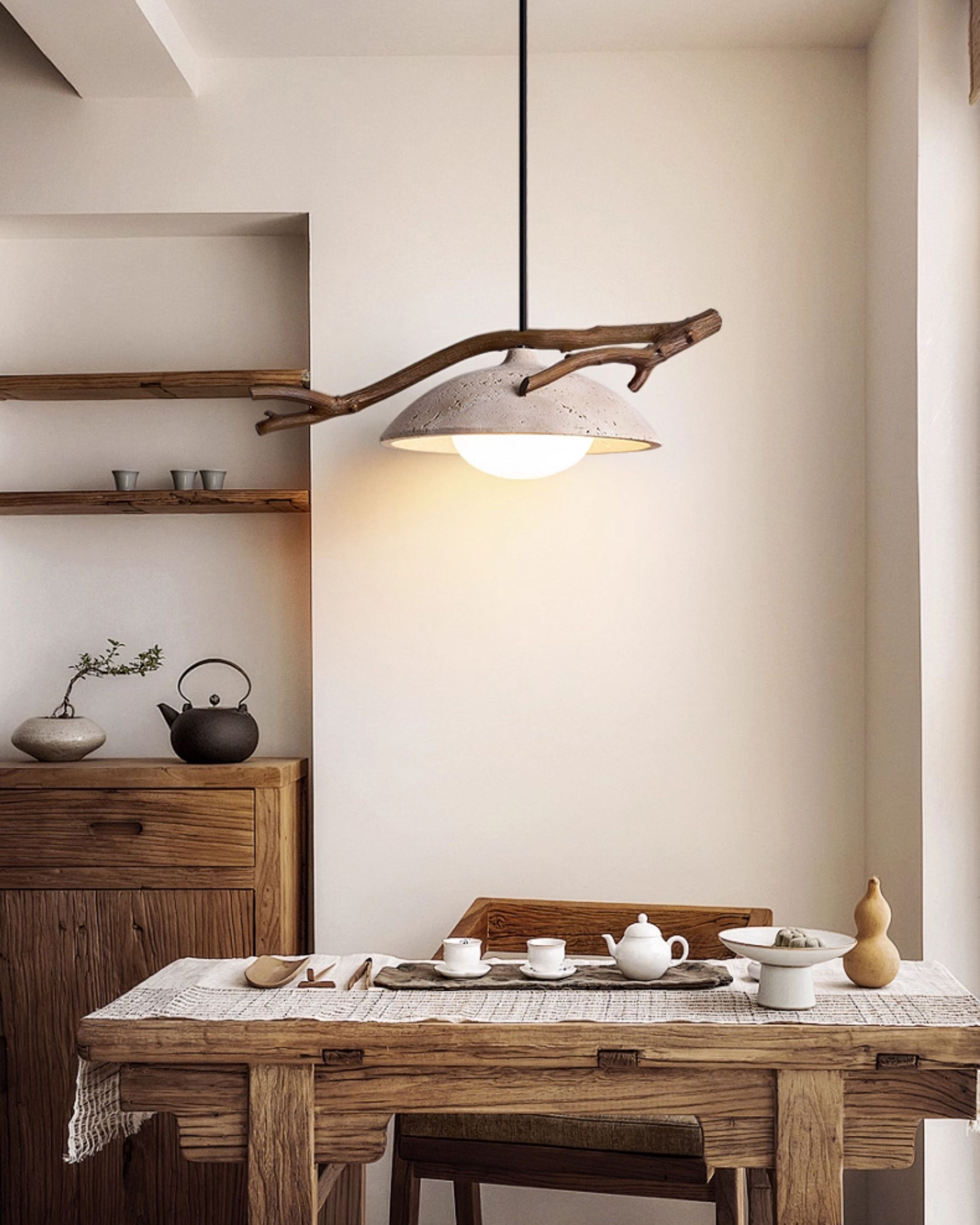 WOMO Tree Branch Dome Travertine Pendant Light-WM3095