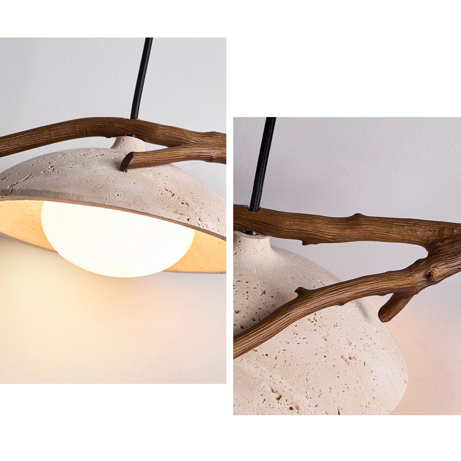 WOMO Tree Branch Dome Travertine Pendant Light-WM3095