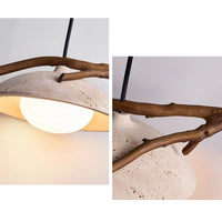 WOMO Tree Branch Dome Travertine Pendant Light-WM3095