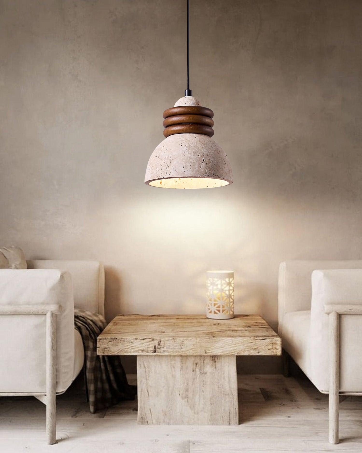 WOMO Dome Travertine Pendant Light-WM3097