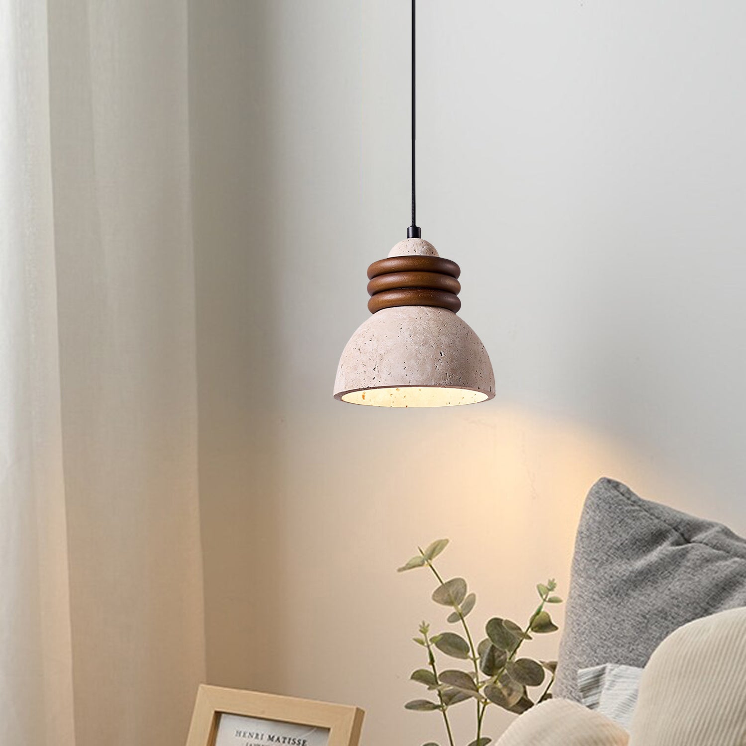 WOMO Dome Travertine Pendant Light-WM3097