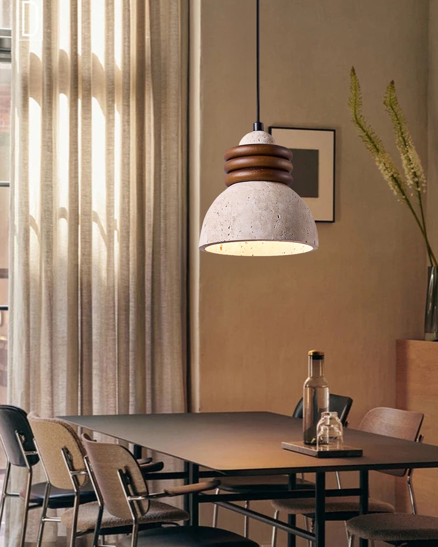 WOMO Dome Travertine Pendant Light-WM3097