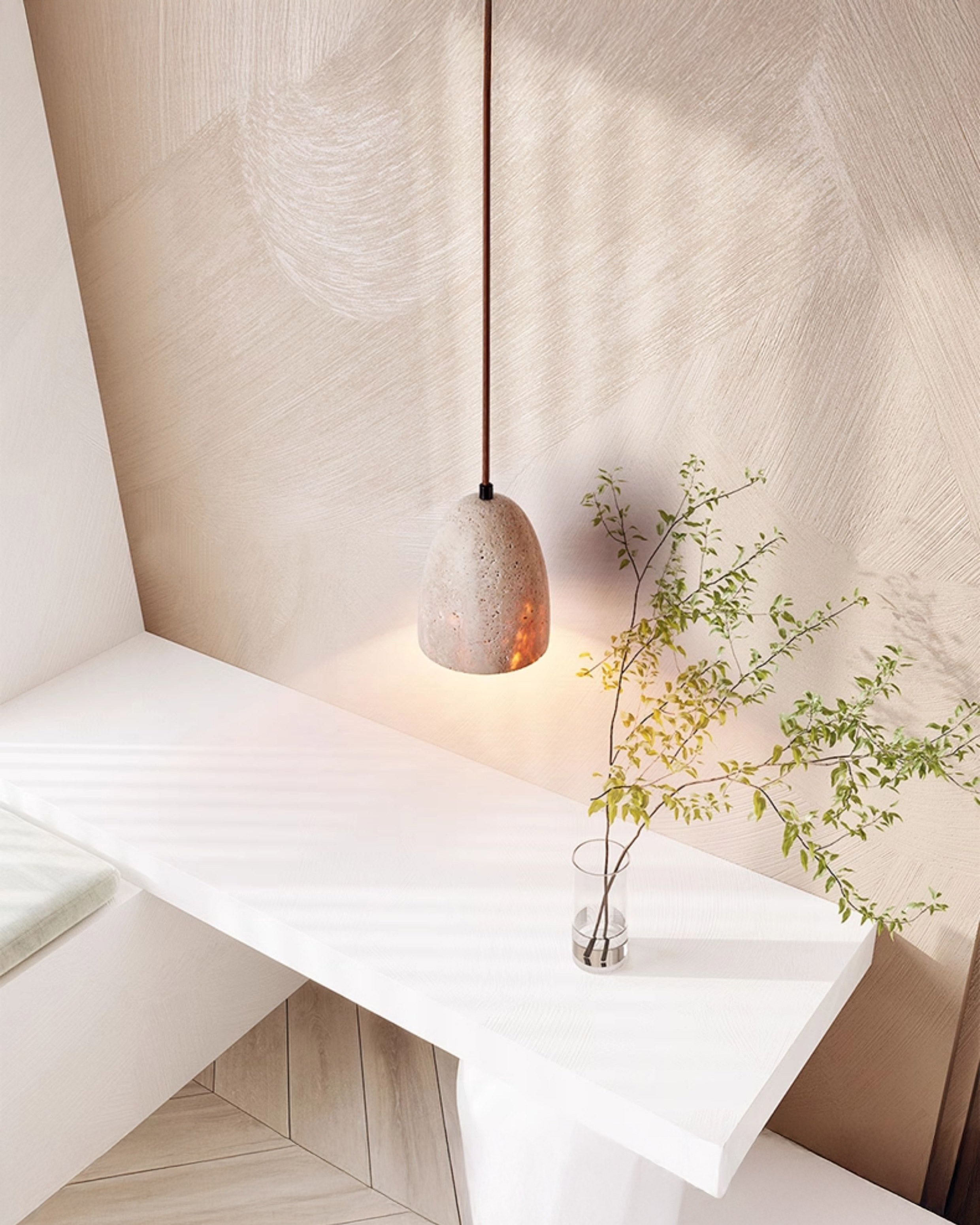 WOMO Dome Travertine Pendant Light-WM3098