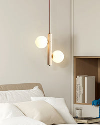 WOMO Glass Globe Travertine Pendant Light-WM3099