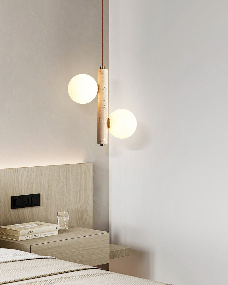 WOMO Glass Globe Travertine Pendant Light-WM3099