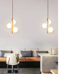 WOMO Glass Globe Travertine Pendant Light-WM3099