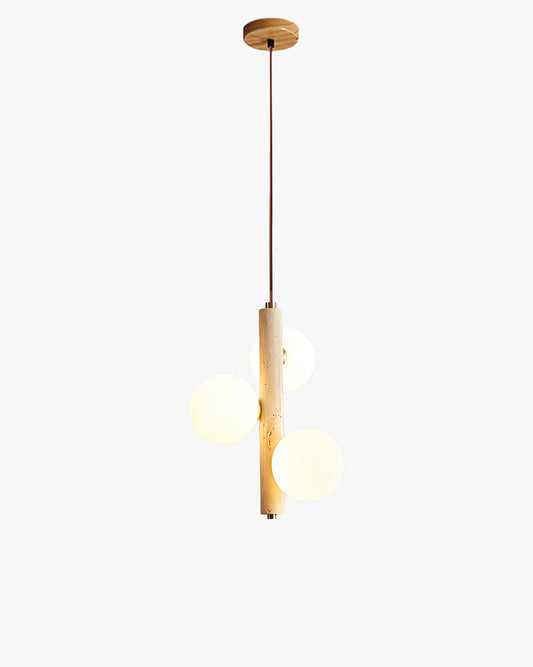 WOMO Glass Globe Travertine Pendant Light-WM3099