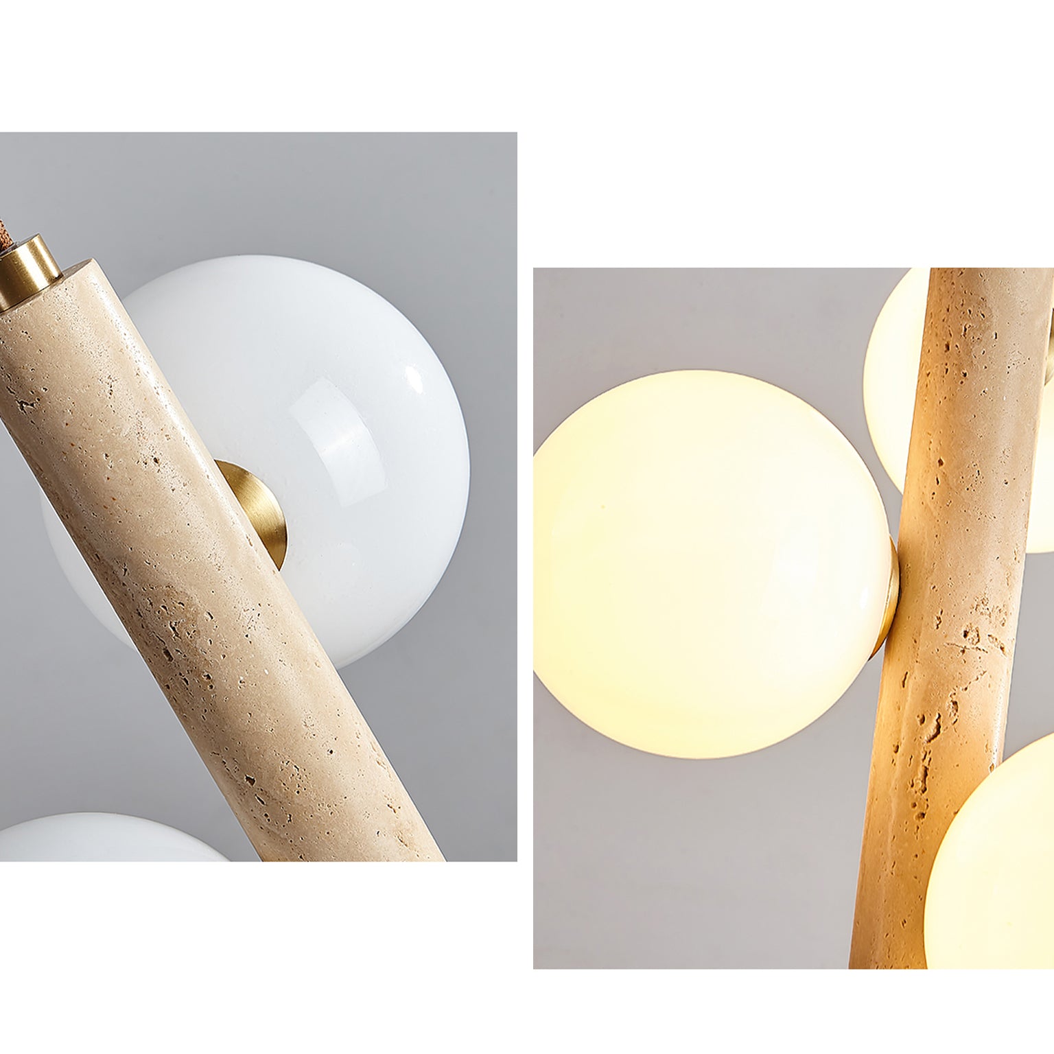 WOMO Glass Globe Travertine Pendant Light-WM3099