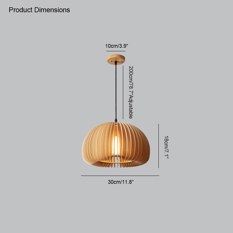 WOMO Pumpkin Wood Pendant Light-WM2105