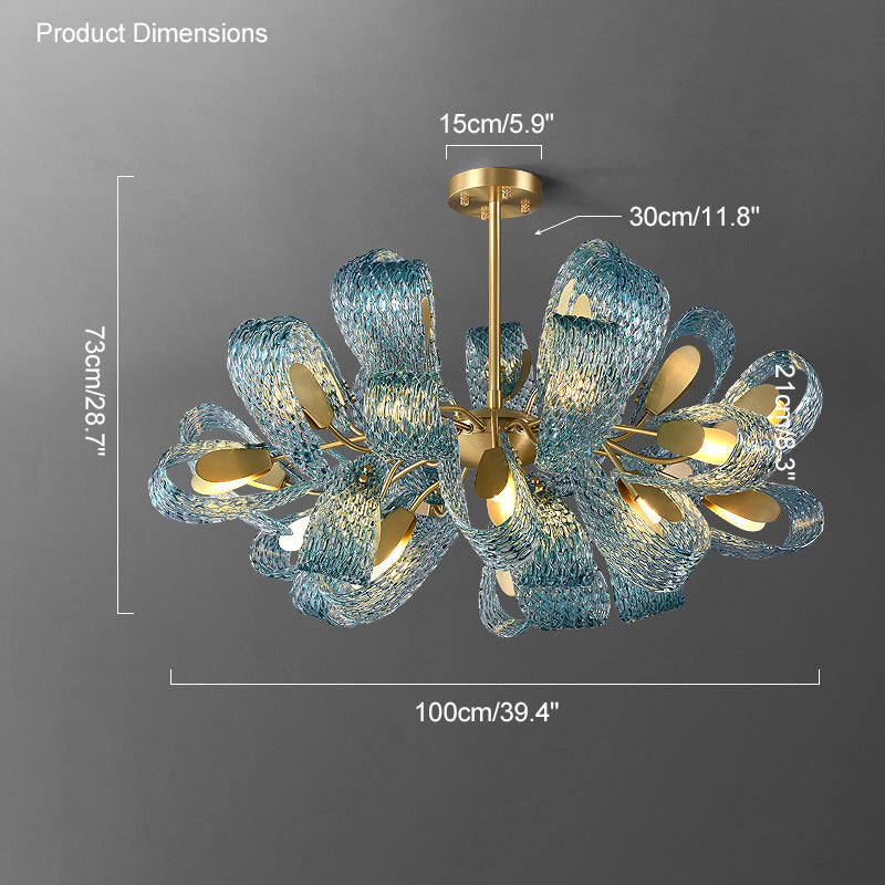 WOMO Peacock Blue Art Glass Chandelier-WM2213