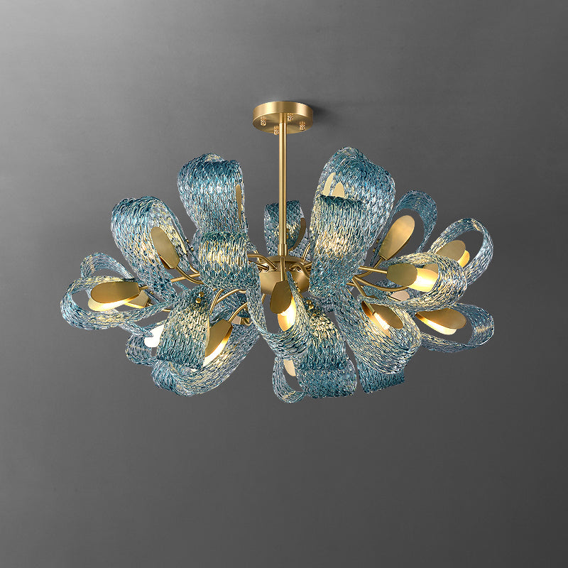 WOMO Peacock Blue Art Glass Chandelier-WM2213