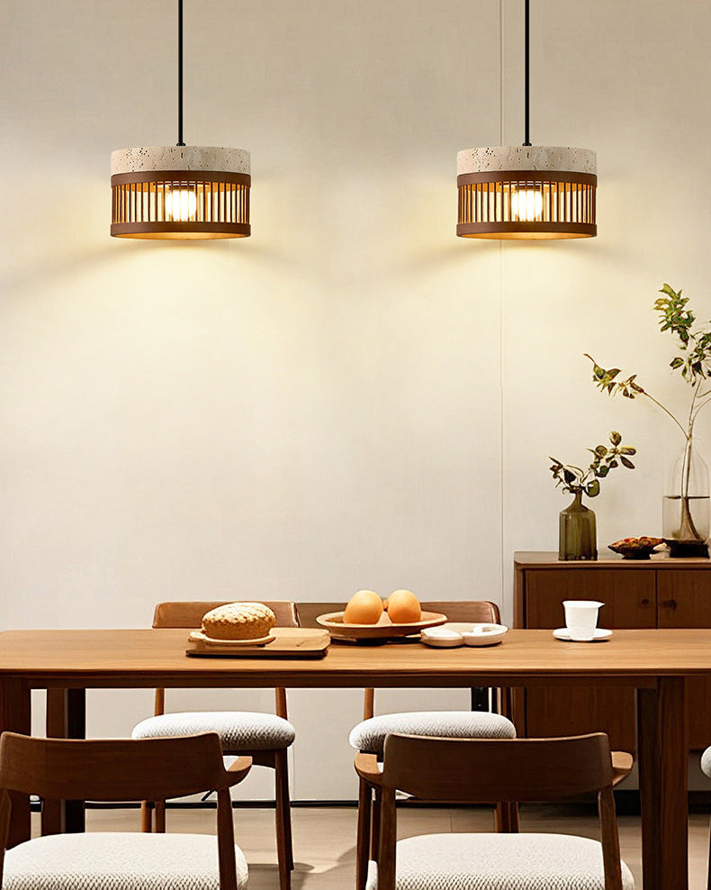 WOMO Cylinder Travertine Pendant Light-WM3100