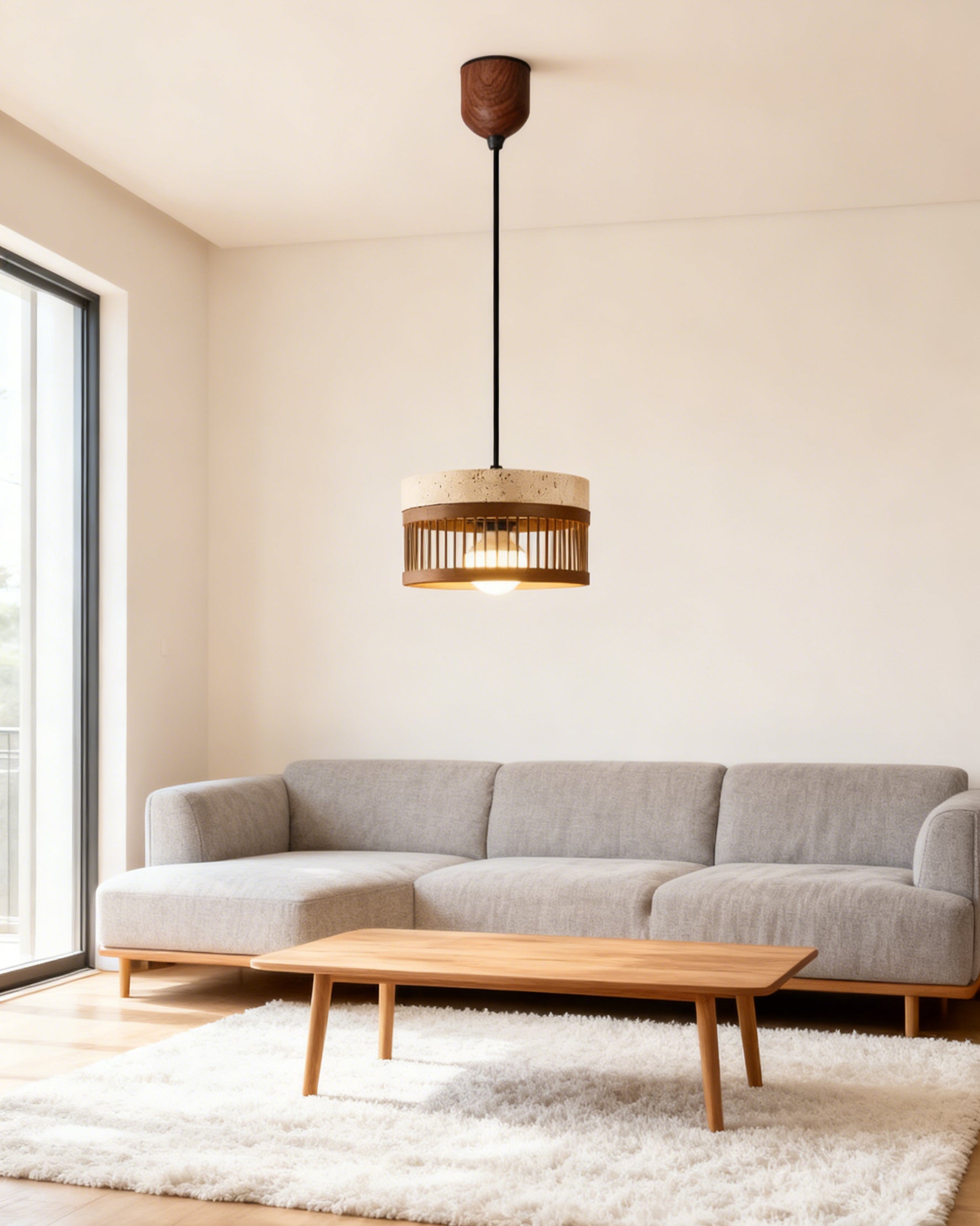 WOMO Cylinder Travertine Pendant Light-WM3100