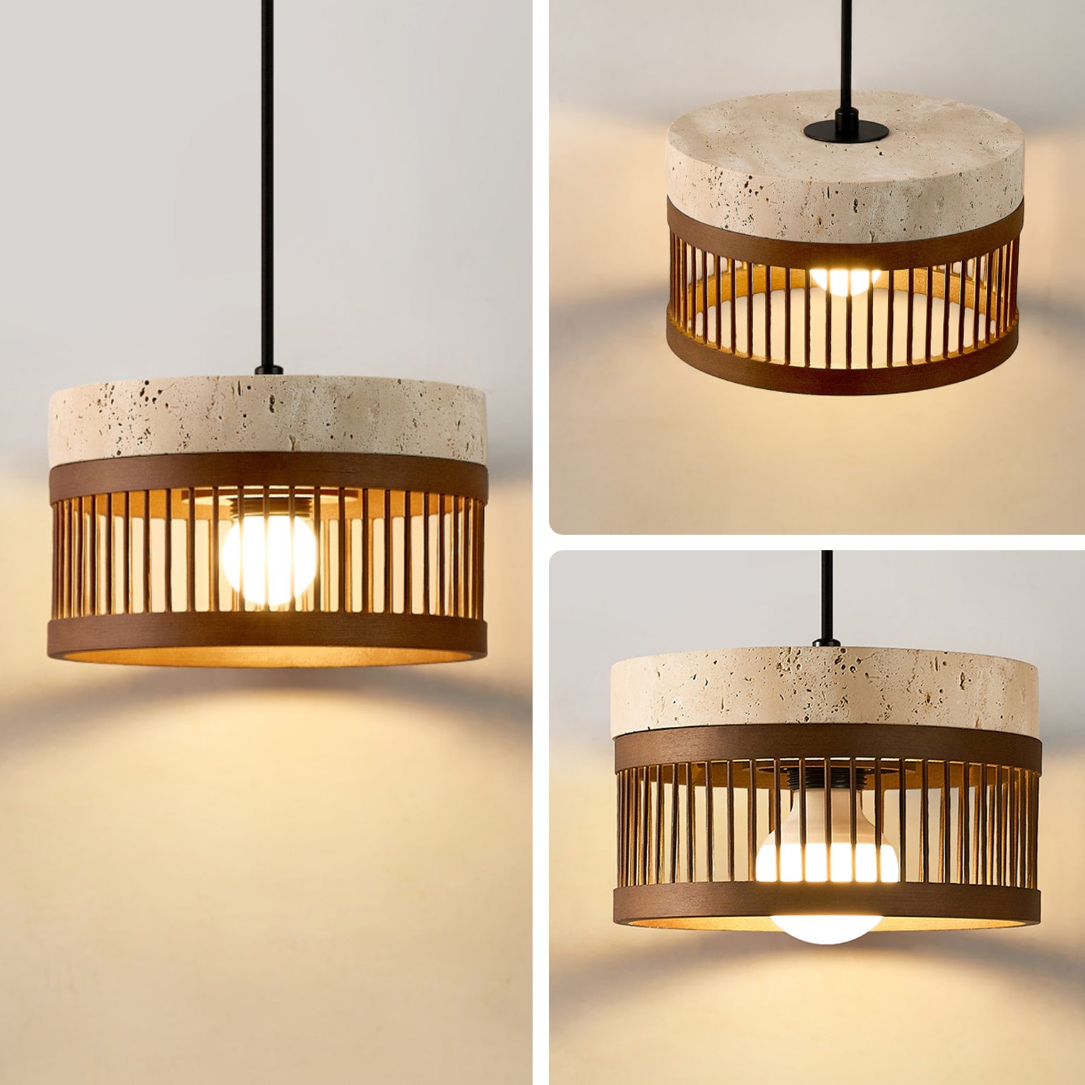 WOMO Cylinder Travertine Pendant Light-WM3100