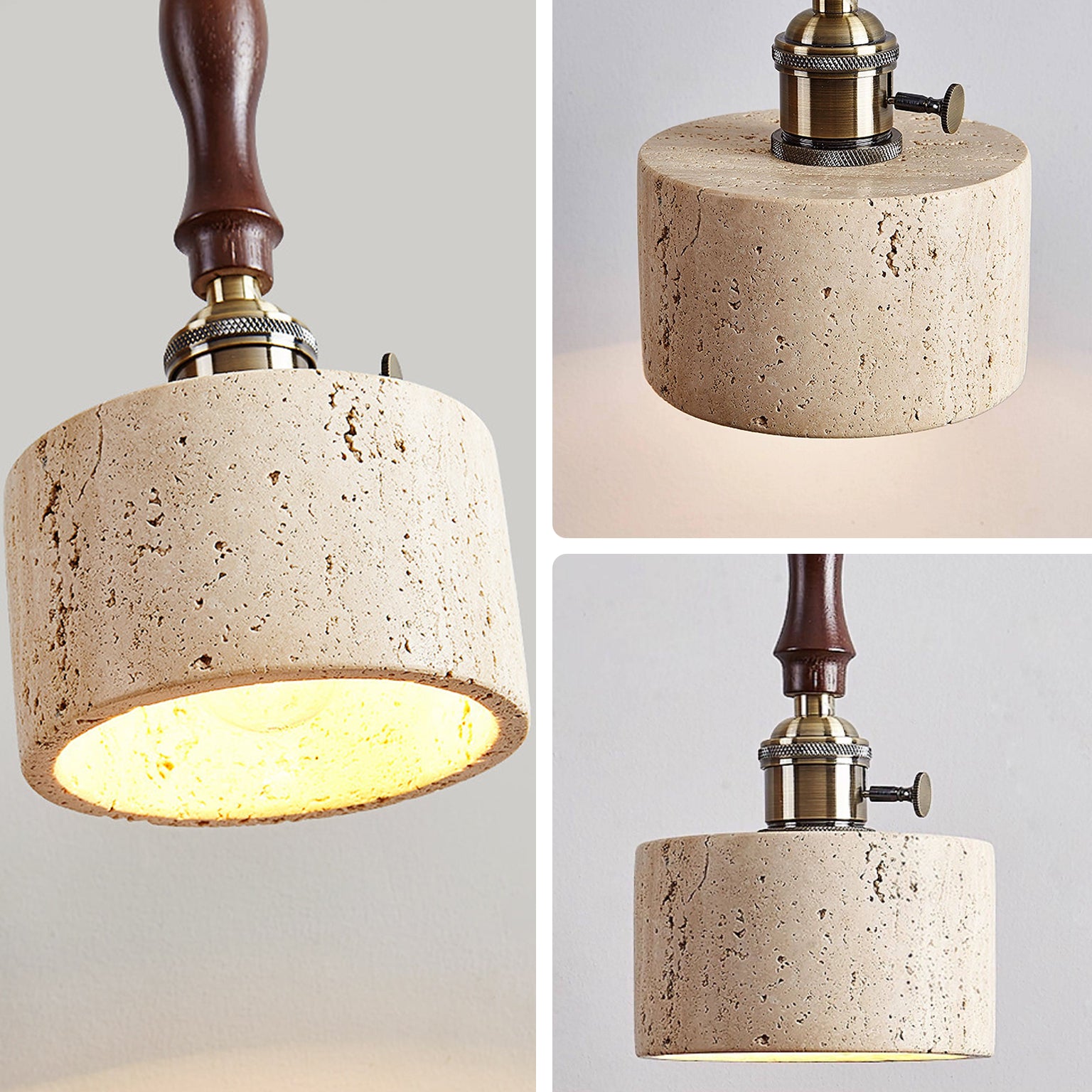 WOMO Travertine Drum Pendant Light - WM3103