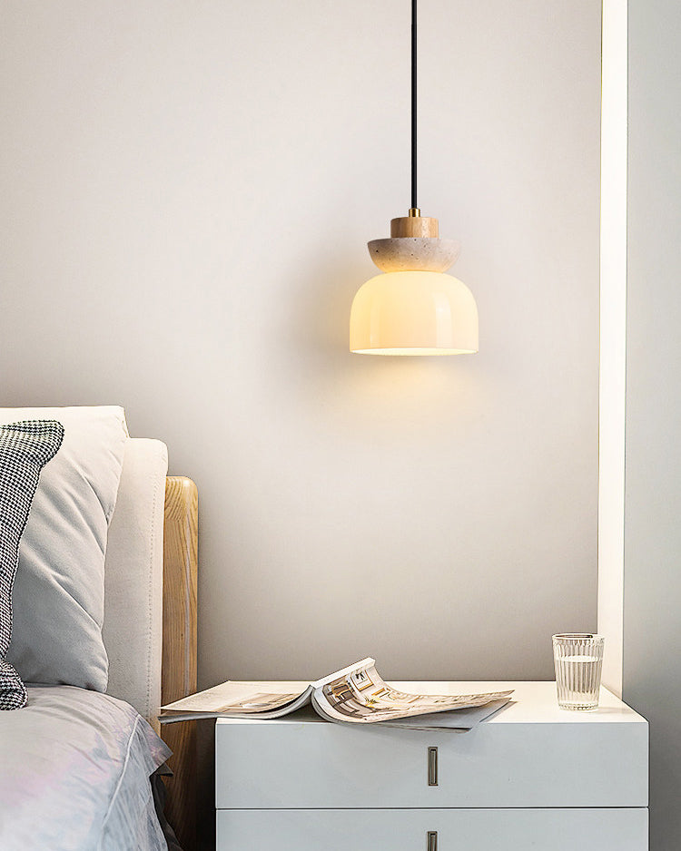 WOMO Travertine Glass Globe Pendant Light - WM3105