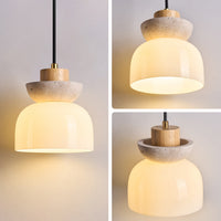 WOMO Travertine Glass Globe Pendant Light - WM3105