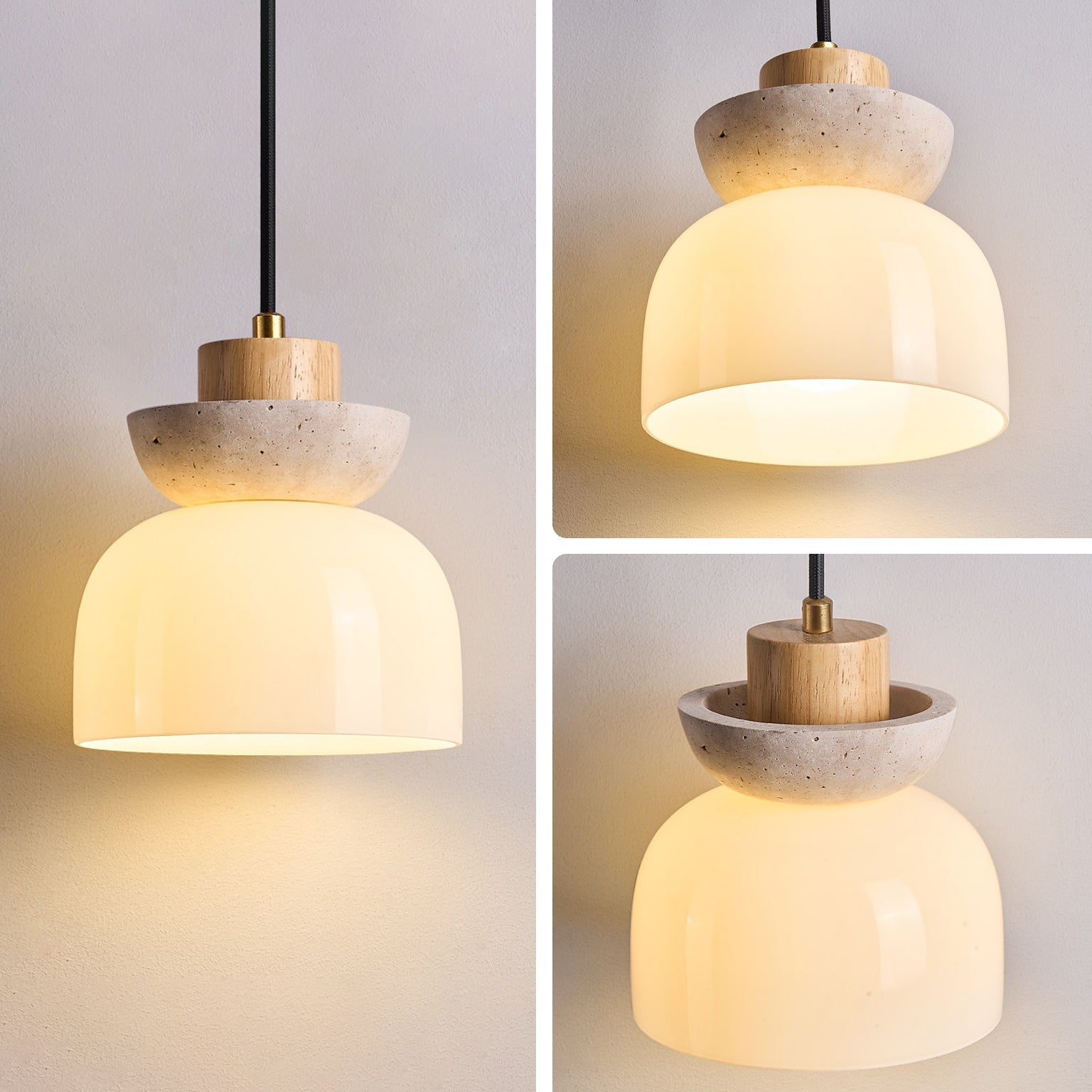 WOMO Travertine Glass Globe Pendant Light - WM3105