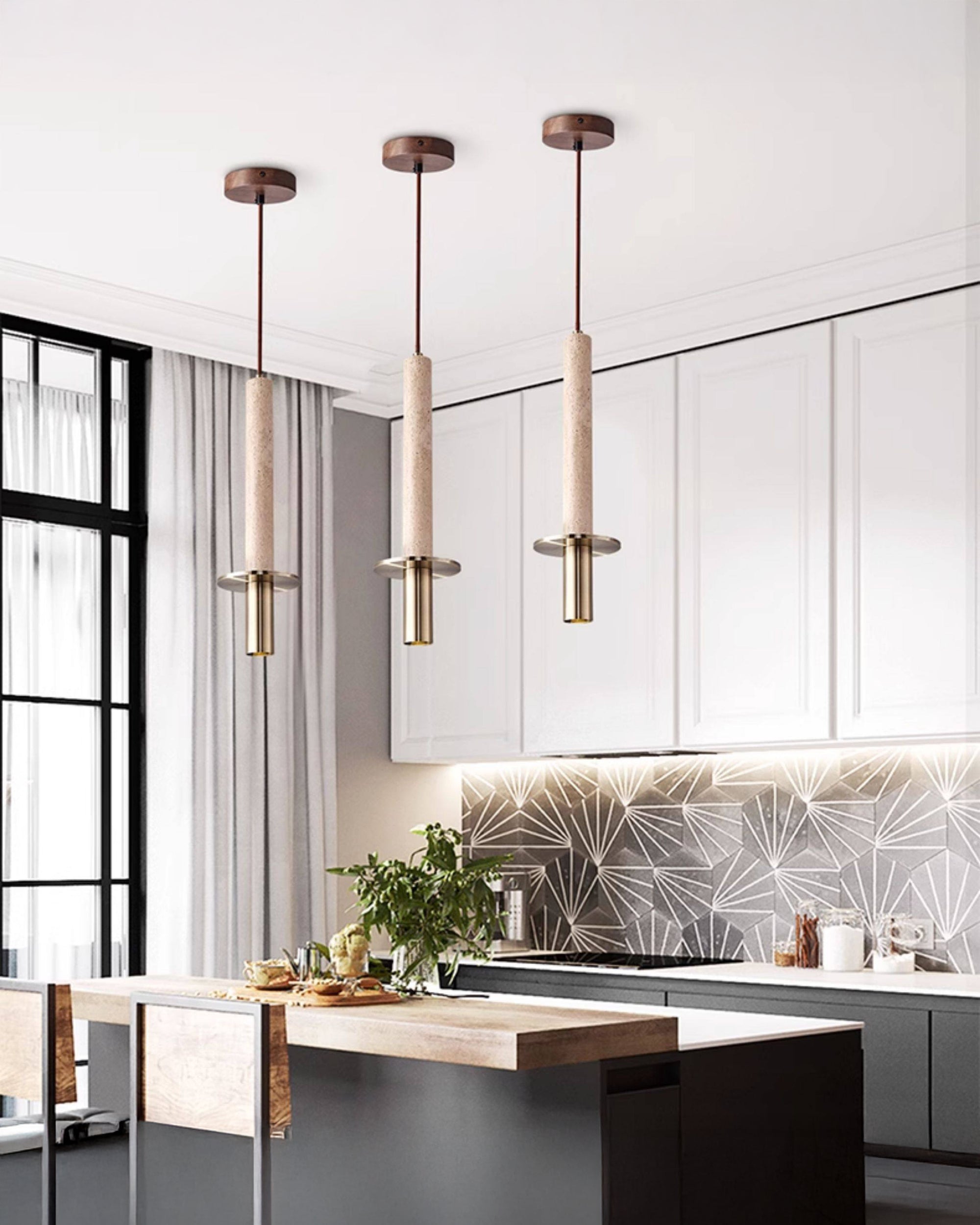 WOMO Travertine Long Cylinder Pendant Light - WM3110