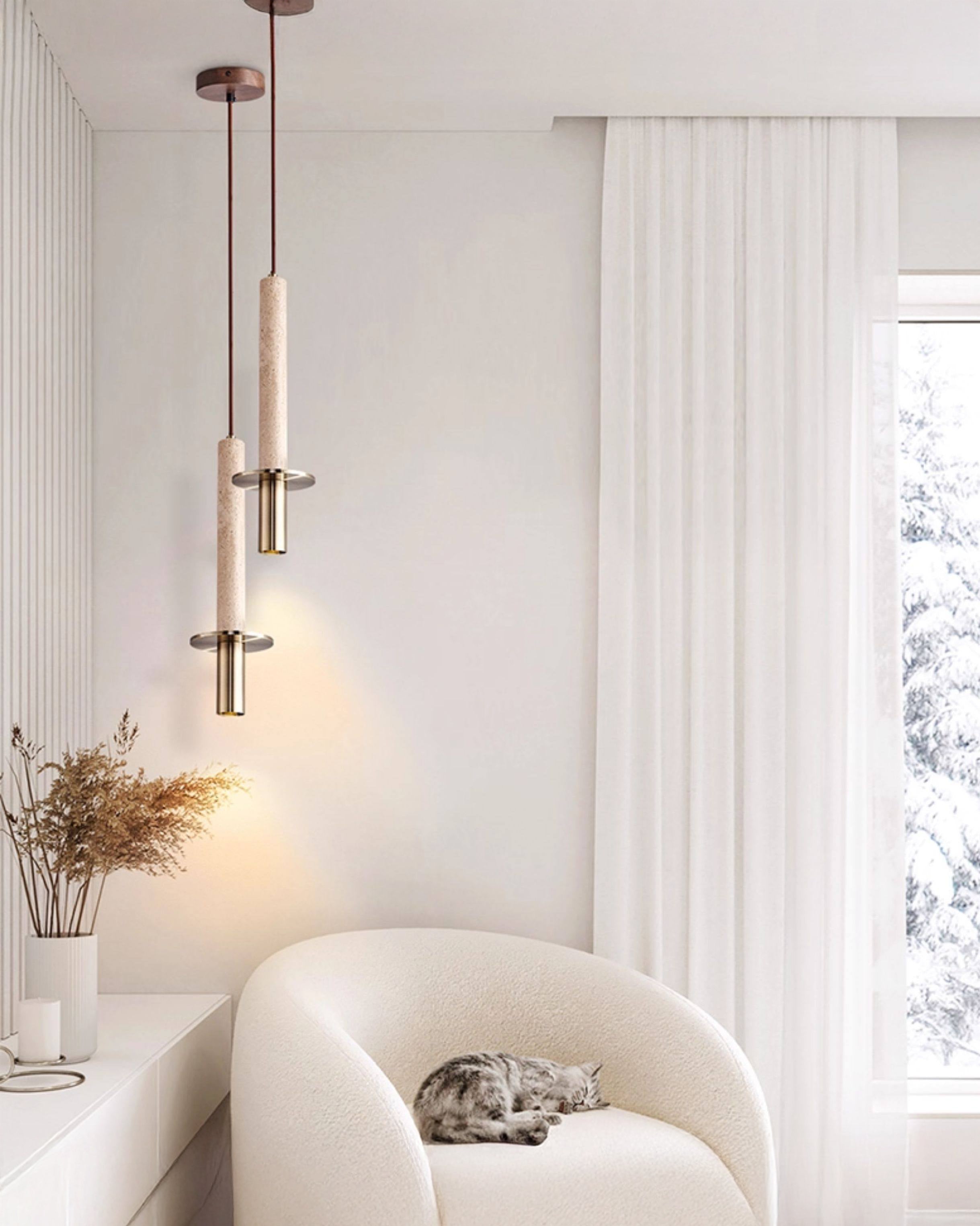 WOMO Travertine Long Cylinder Pendant Light - WM3110