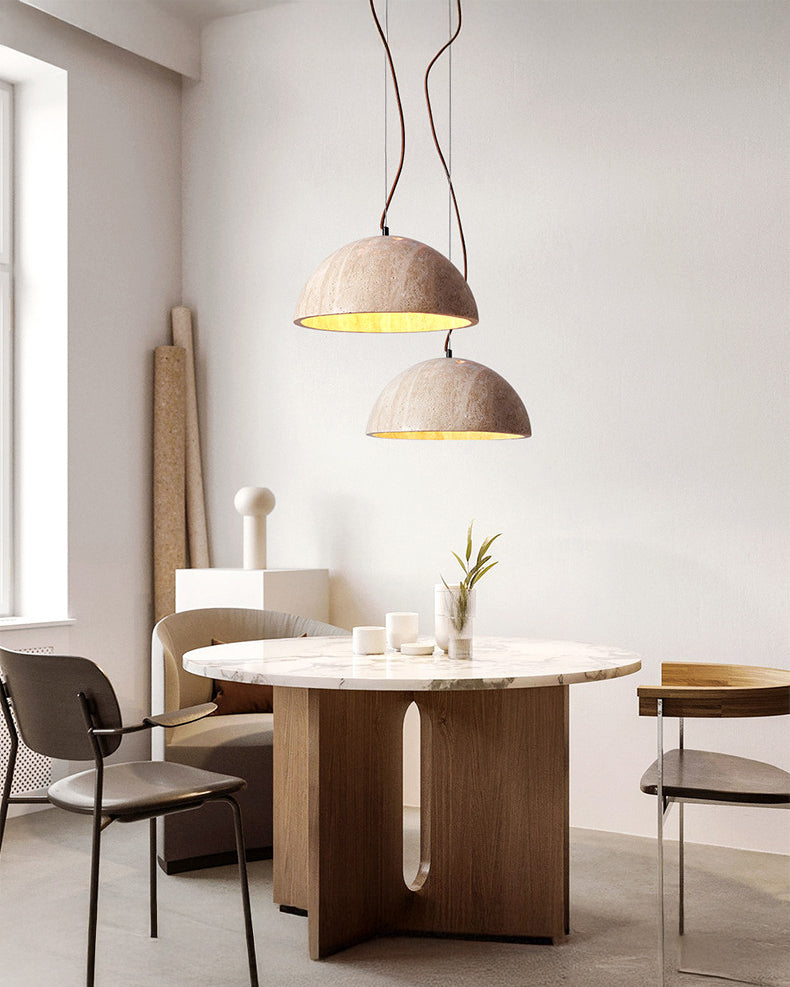 WOMO Natural Travertine Dome Pendant Light - WM3111