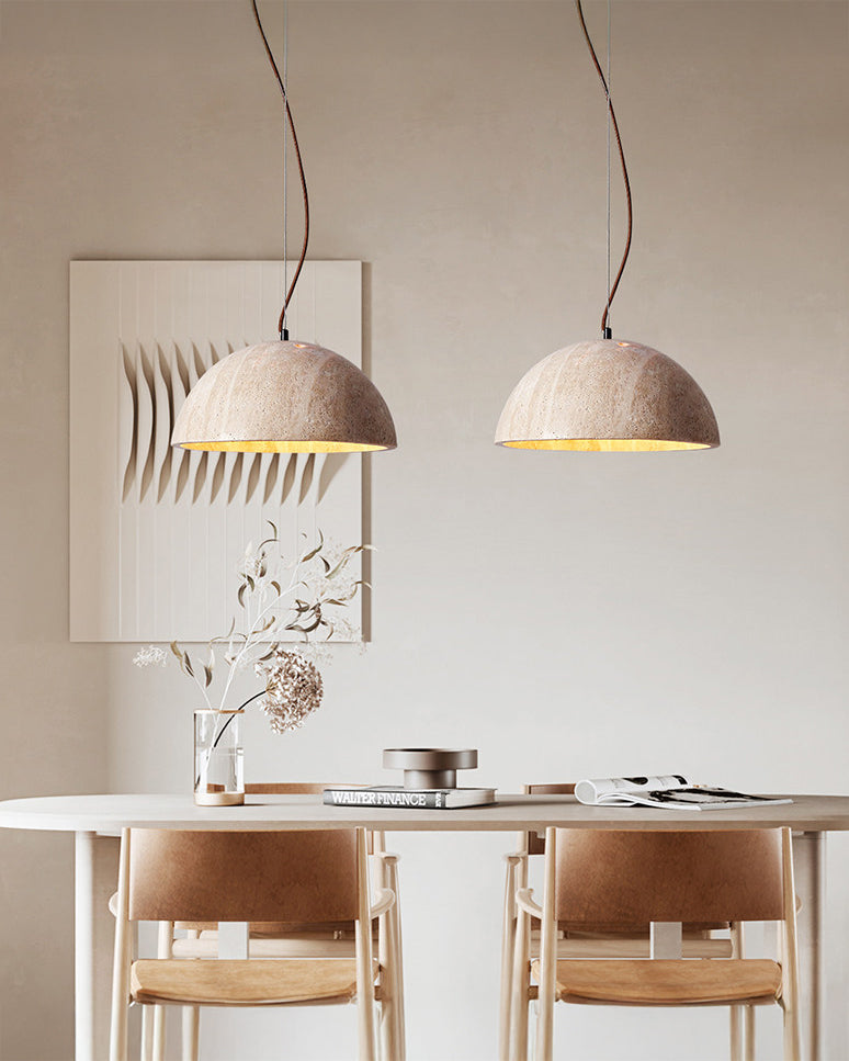 WOMO Natural Travertine Dome Pendant Light - WM3111