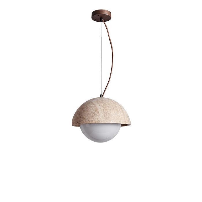 WOMO Natural Travertine Dome Pendant Light - WM3111