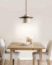 WOMO Travertine Wood Cylinder Pendant Light-WM3116