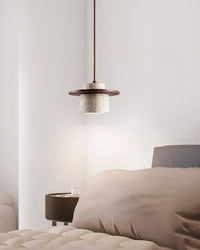 WOMO Travertine Wood Cylinder Pendant Light-WM3116