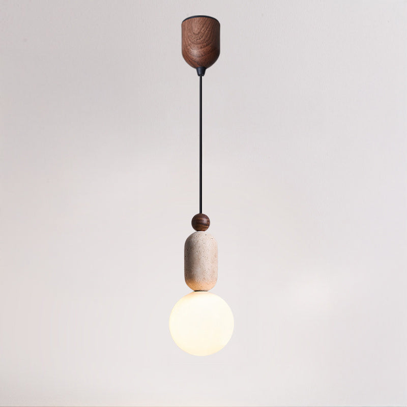 WOMO Travertine Glass Globe Pendant Light - WM3117