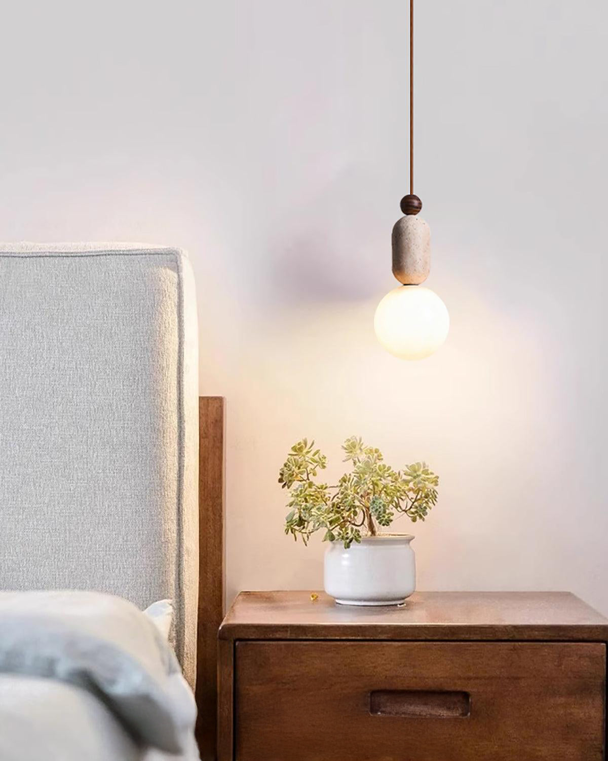 WOMO Travertine Glass Globe Pendant Light - WM3117