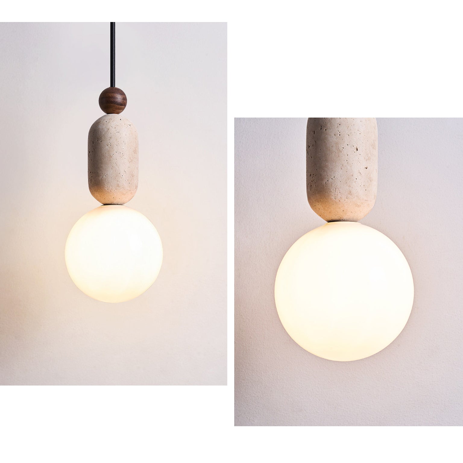 WOMO Travertine Glass Globe Pendant Light - WM3117