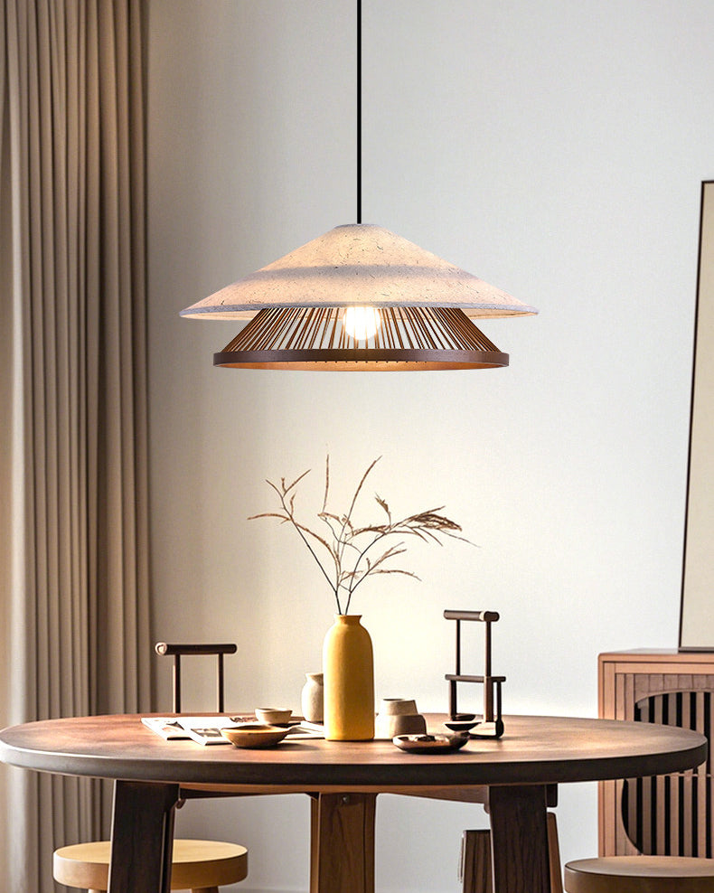 WOMO Rice Paper and Bamboo Cone Pendant Light - WM3118