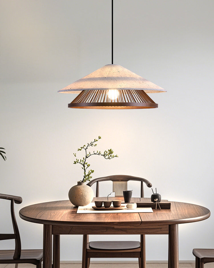 WOMO Rice Paper and Bamboo Cone Pendant Light - WM3118