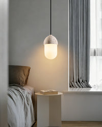 WOMO Natural Travertine Glass Oval Pendant Light - WM3123