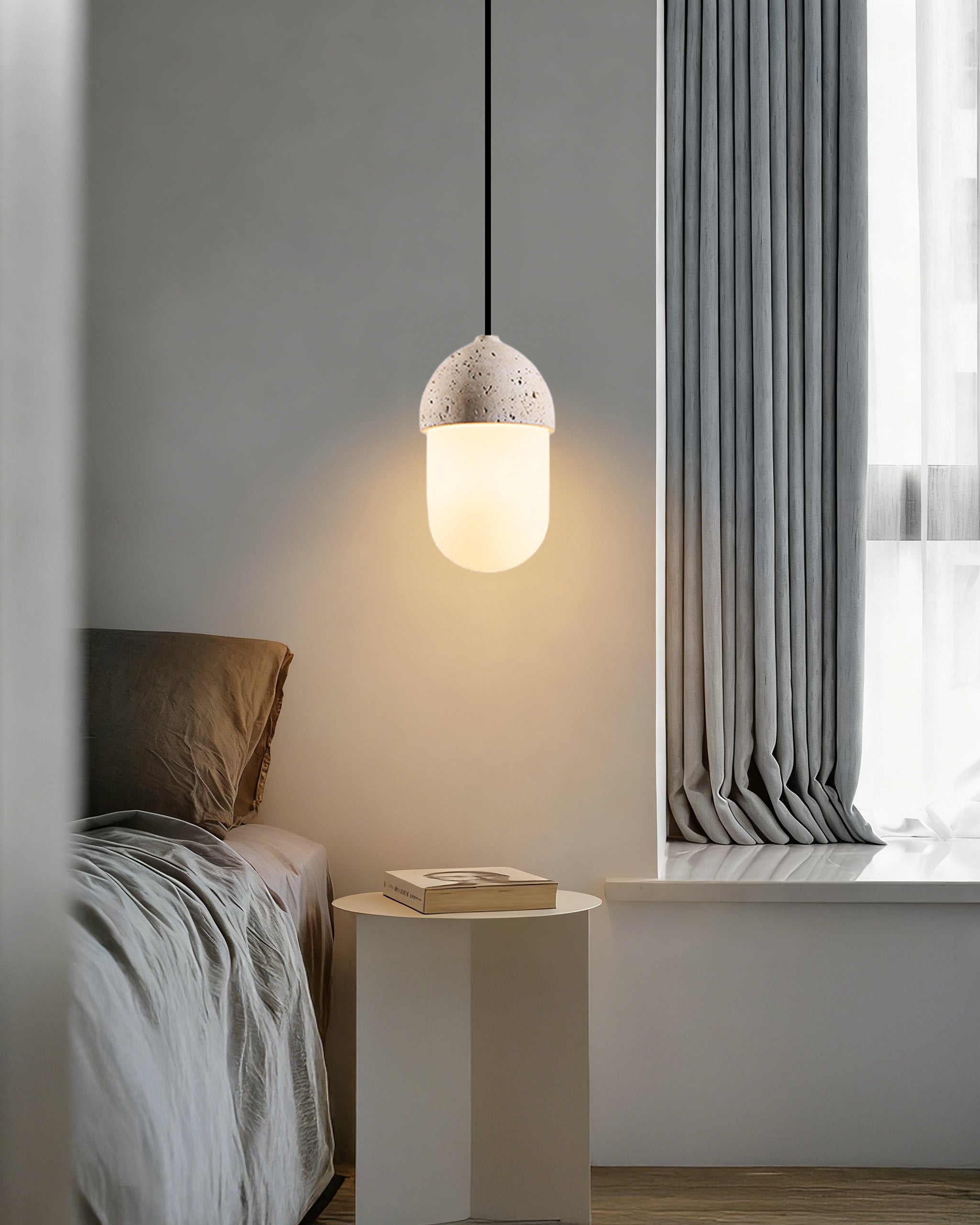 WOMO Natural Travertine Glass Oval Pendant Light - WM3123