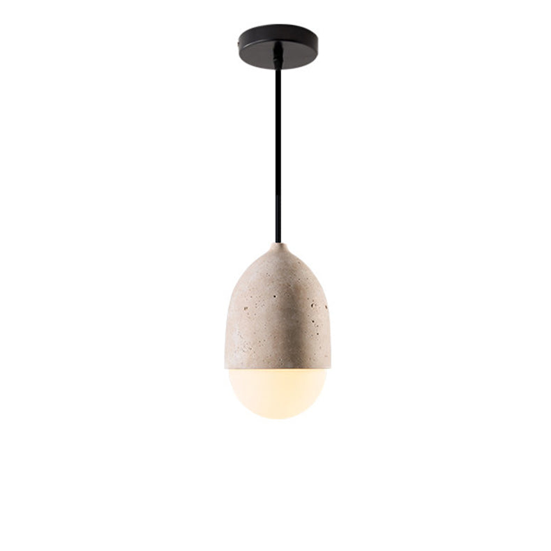 WOMO Natural Travertine Glass Oval Pendant Light - WM3123