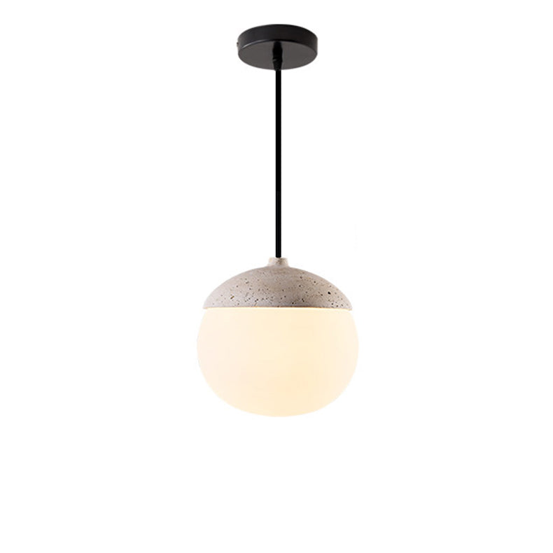 WOMO Natural Travertine Glass Oval Pendant Light - WM3123