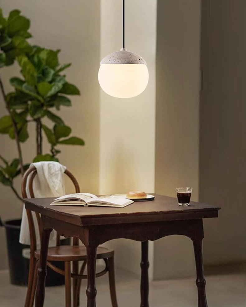 WOMO Natural Travertine Glass Oval Pendant Light - WM3123