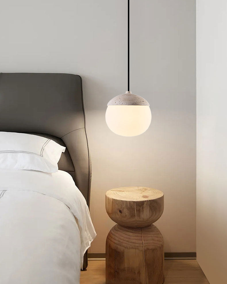 WOMO Natural Travertine Glass Oval Pendant Light - WM3123