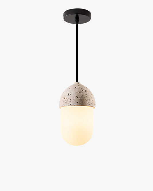 WOMO Natural Travertine Glass Oval Pendant Light - WM3123