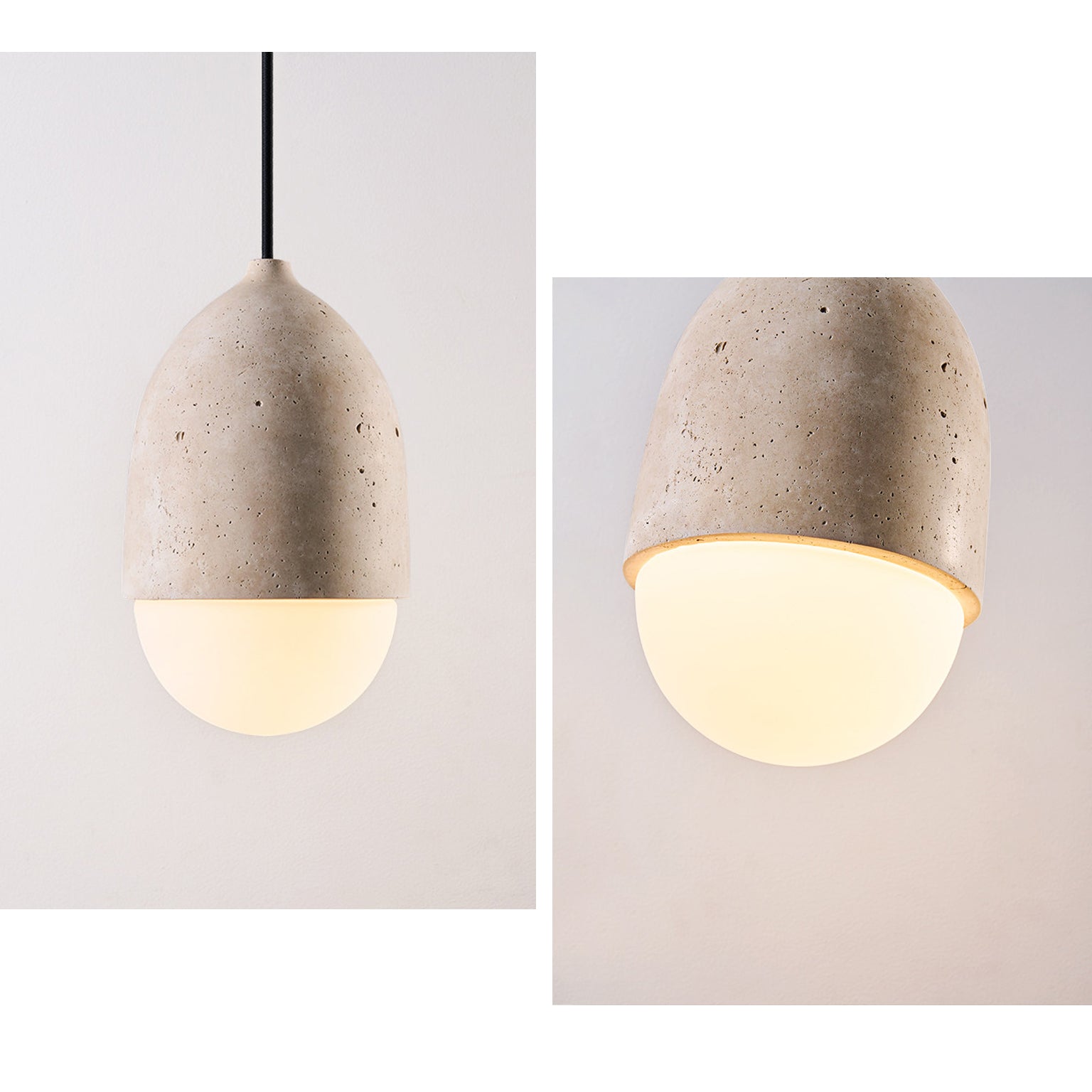 WOMO Natural Travertine Glass Oval Pendant Light - WM3123