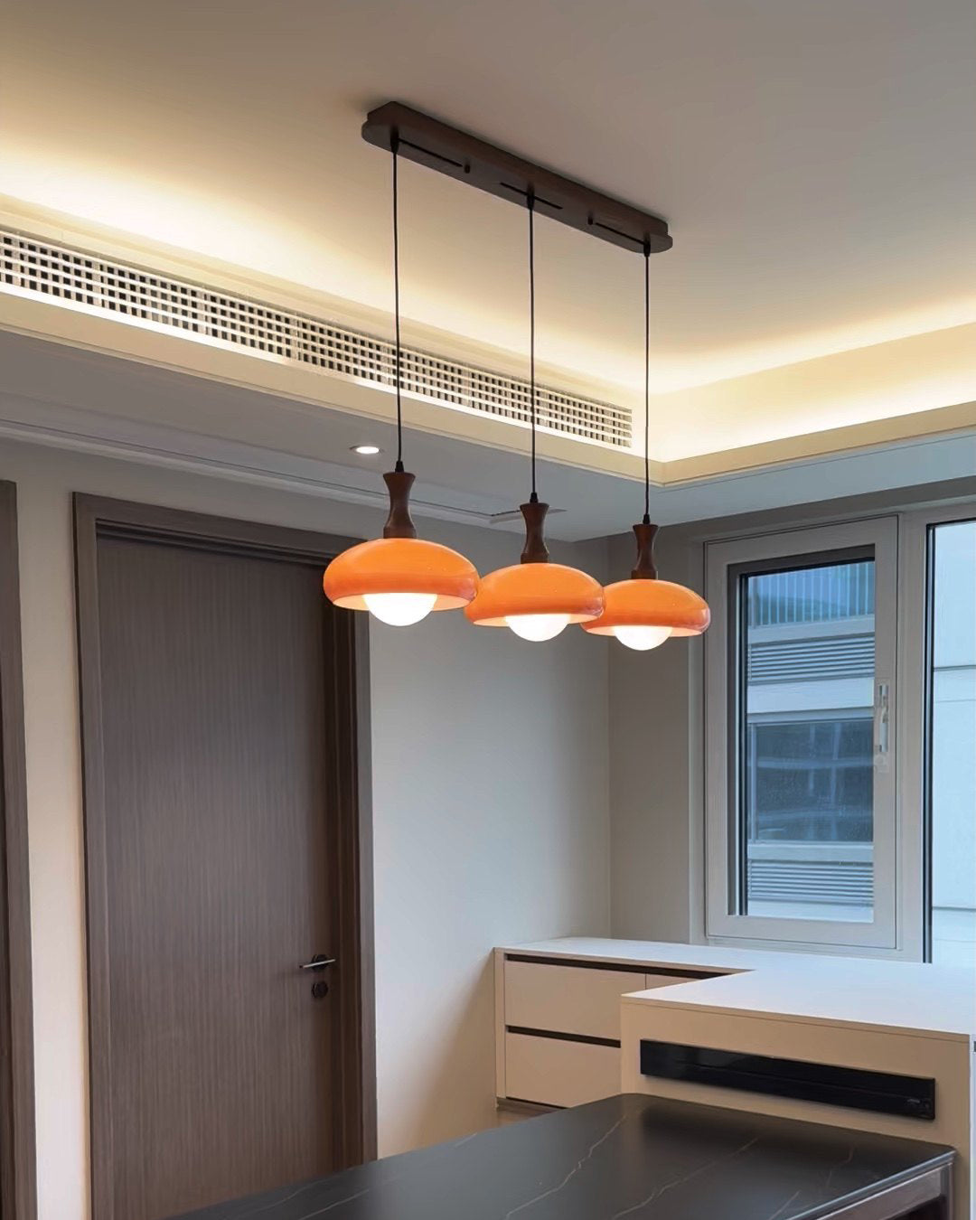 WOMO Orange Glass Dome Pendant Light - WM3137