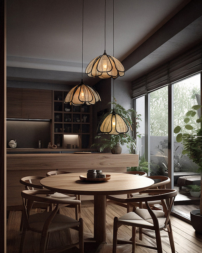 WOMO Flower Shape Fabric Pendant Light-WM3151