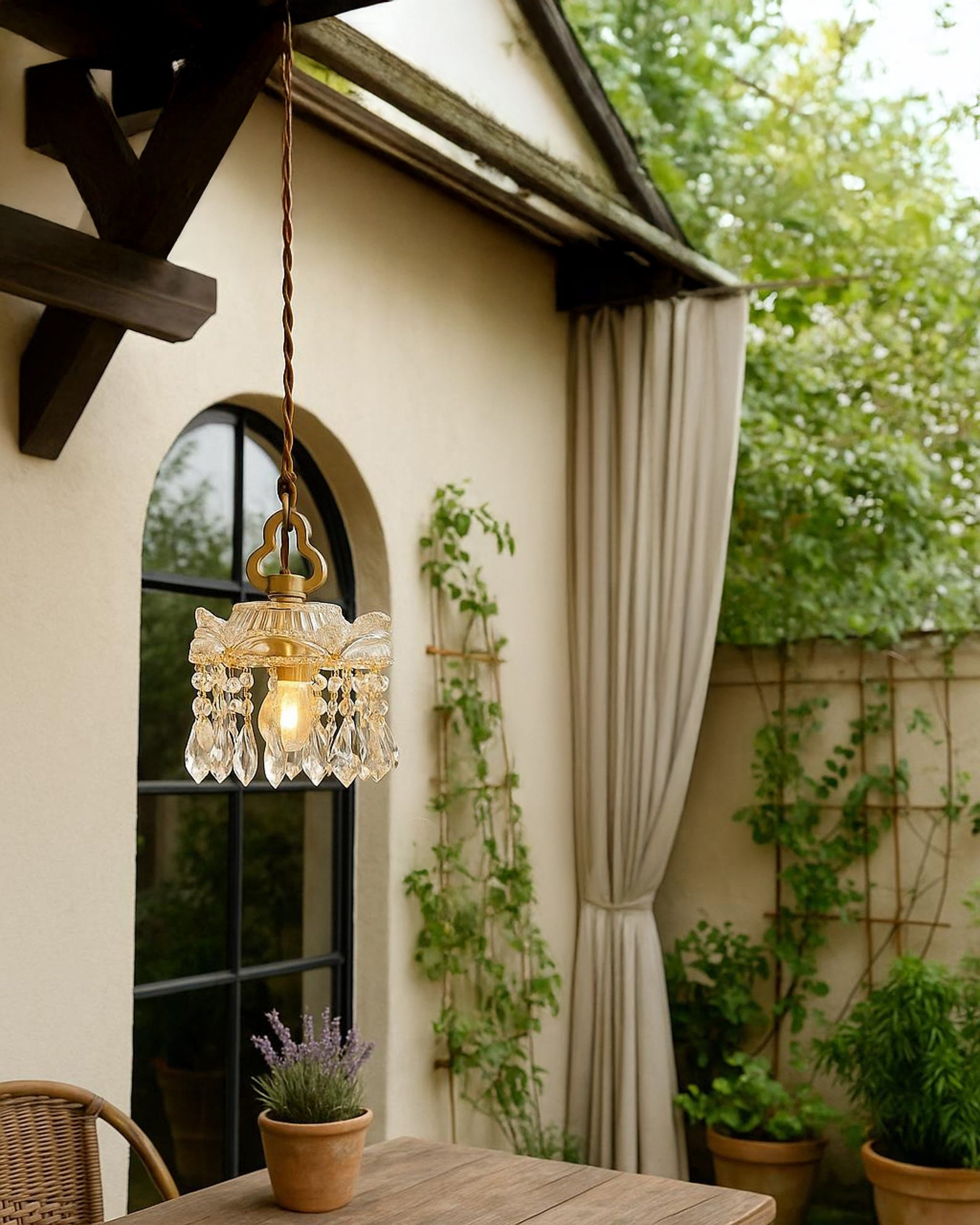 WOMO Crystal Fringe Pendant Light-WM3153