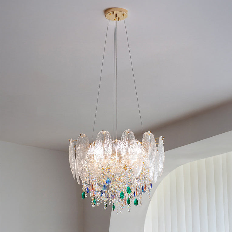 WOMO Glass Feather Shaped Chandeliers-WM3155