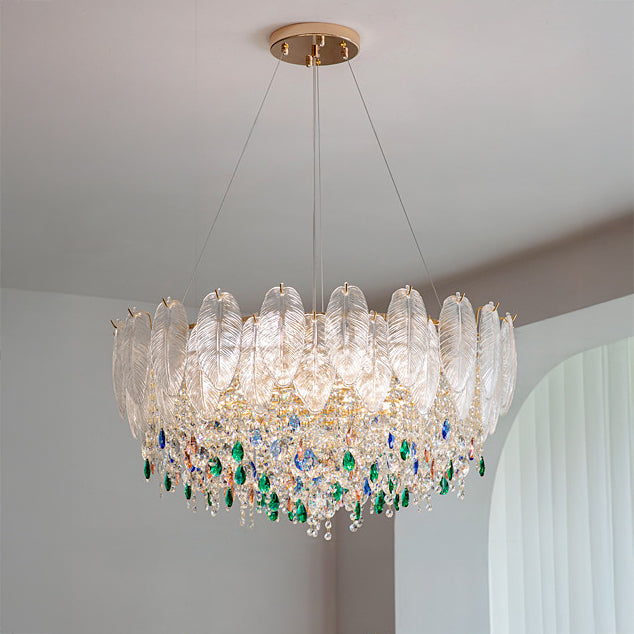 WOMO Glass Feather Shaped Chandeliers-WM3155
