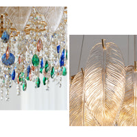 WOMO Glass Feather Shaped Chandeliers-WM3155