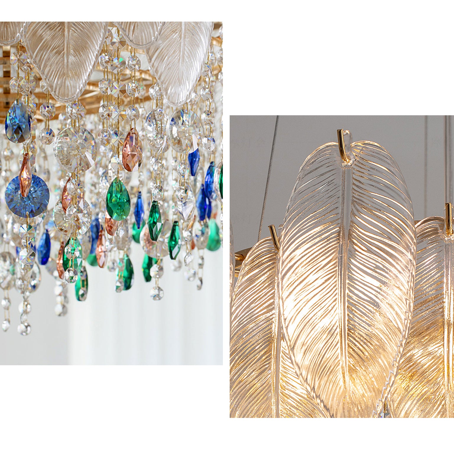 WOMO Glass Feather Shaped Chandeliers-WM3155